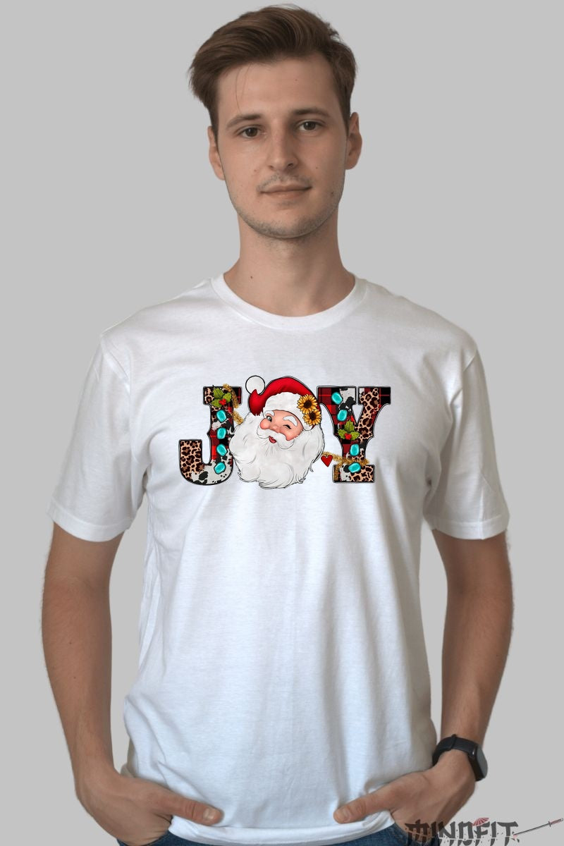 Tricou De Craciun - Joy Cu Mos Craciun barbat alb