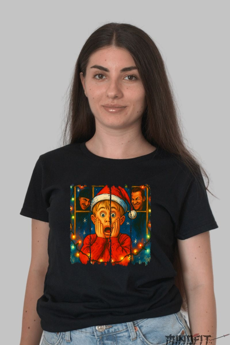 Tricou De Craciun - Panic Si Hoti De Sarbatori dama negru