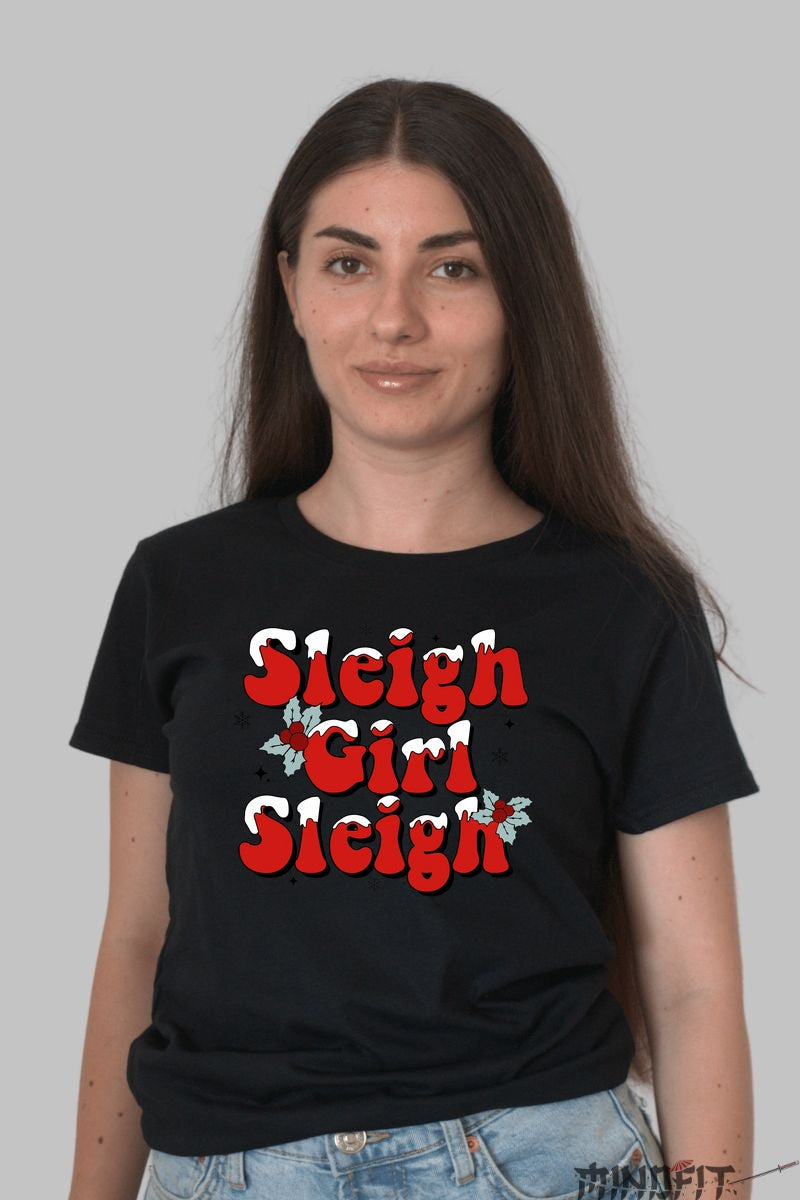 Tricou De Craciun - Sleigh Girl Sleigh dama negru