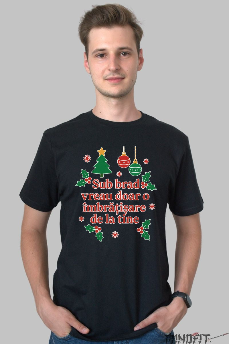 Tricou De Craciun - Sub Brad Vreau O Imbratisare dama alb