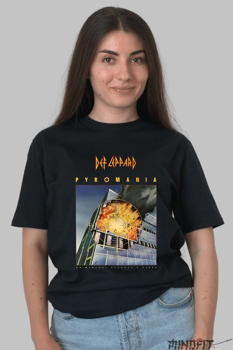 Tricou Def Leppard - Pyromania Album Art dama negru