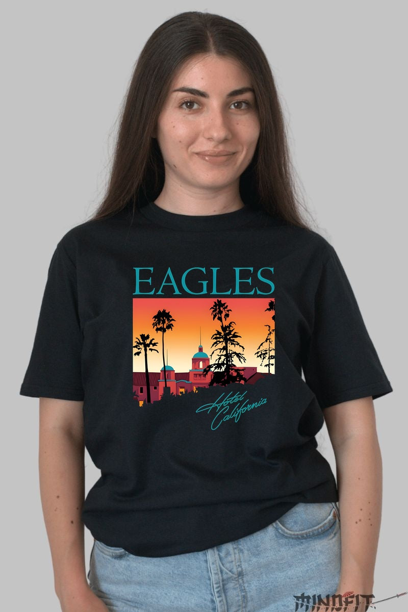 Tricou Eagles - Hotel California Sunset dama negru