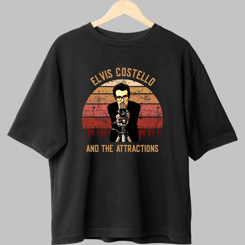 Tricou Elvis Costello - Retro Camera Vibe fata
