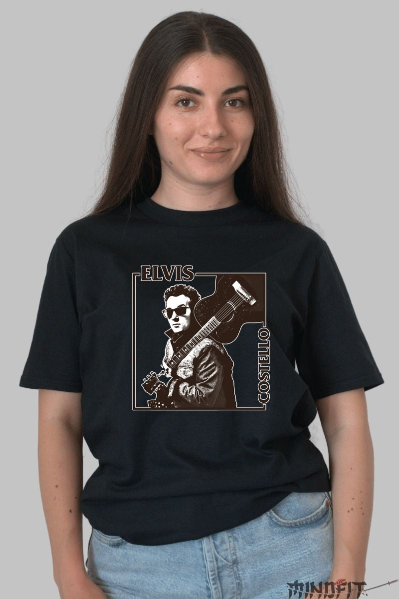 Tricou Elvis Costello - Retro Cool & Iconic dama negru