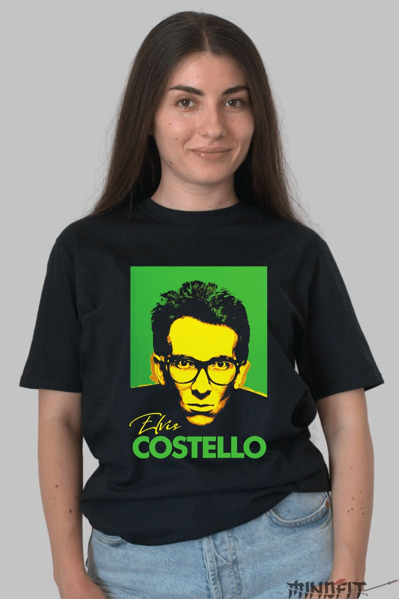 Tricou Elvis Costello - Retro Pop Art Icon dama negru