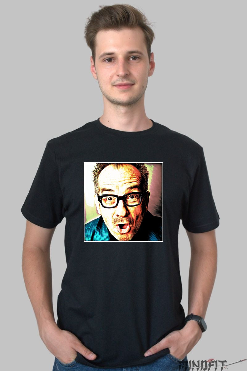 Tricou Expressive Face - Portret Pop-Art Alb-Negru barbat negru