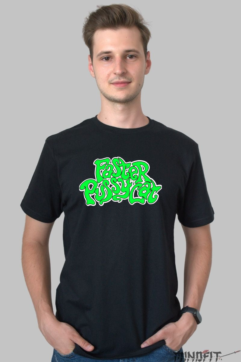 Tricou Faster Pussycat - Bold Neon Logo barbat negru
