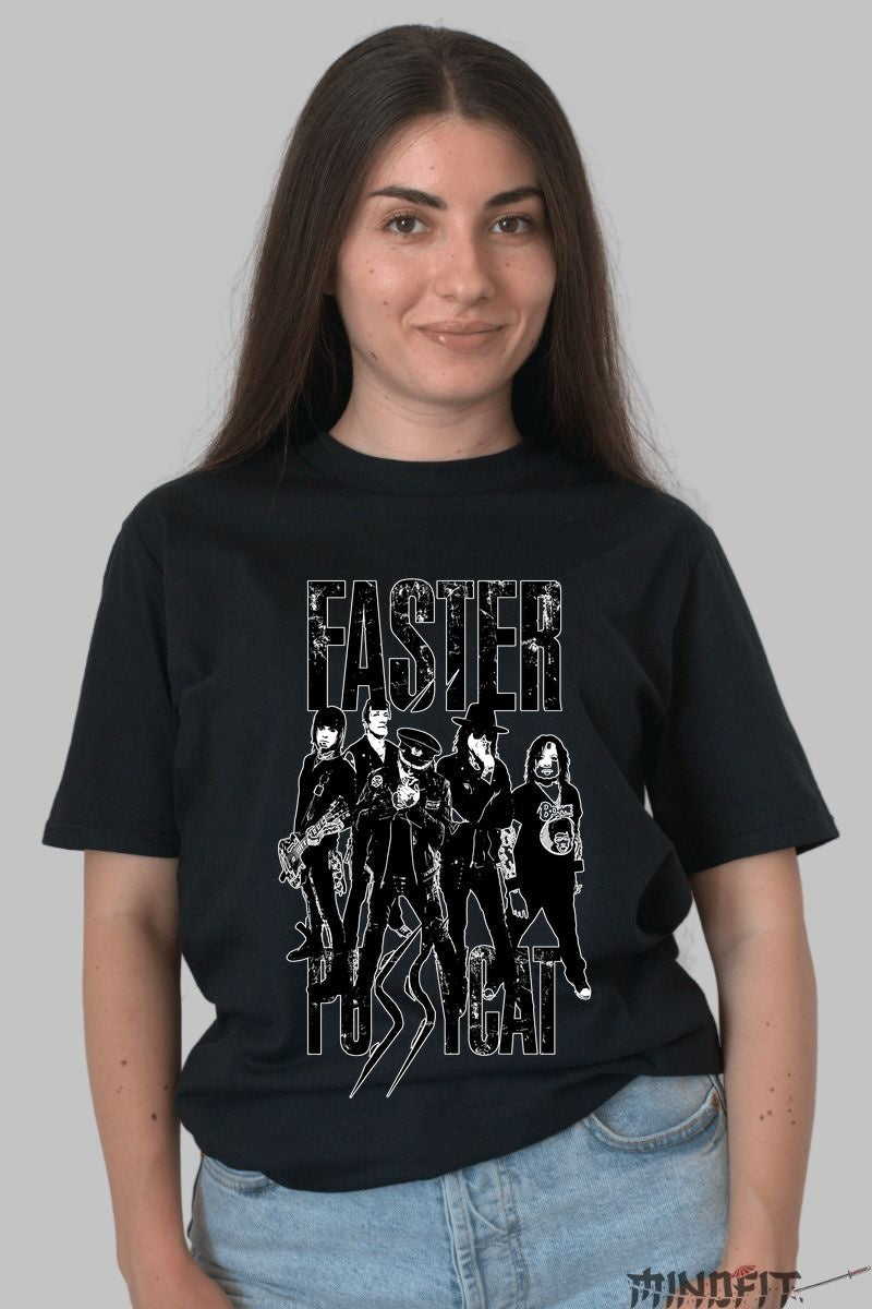 Tricou Faster Pussycat - Glam Metal Attitude dama negru