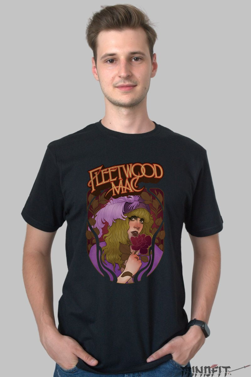 Tricou Fleetwood Mac - Art Nouveau Vibes barbat negru
