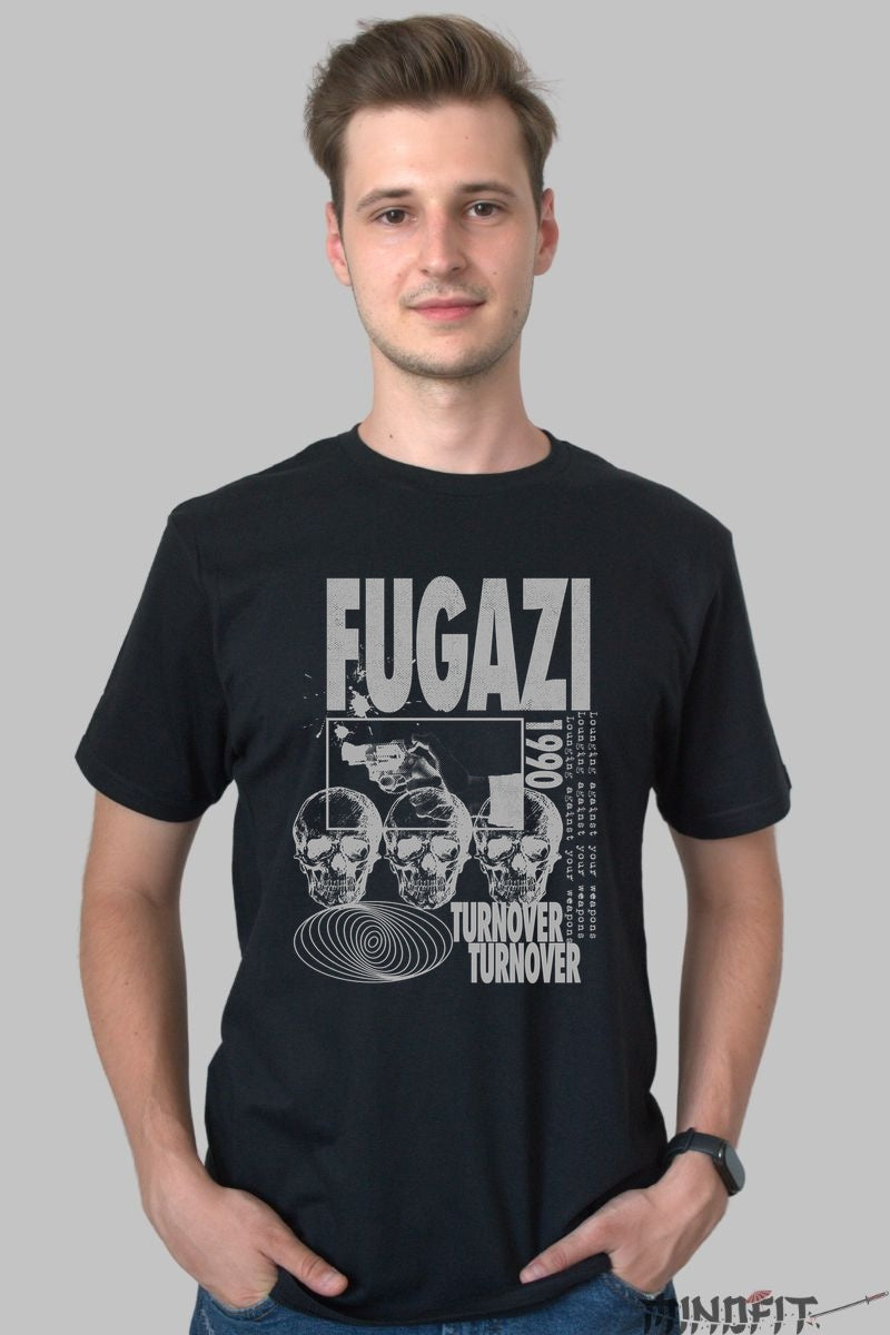 Tricou Fugazi 1990 - Turnover Skull Edition barbat negru