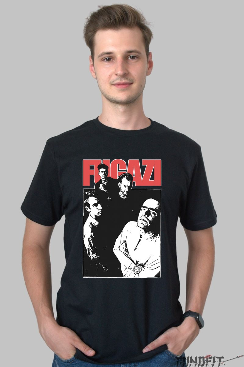 Tricou Fugazi - Atitudine Underground Alb-Negru barbat negru