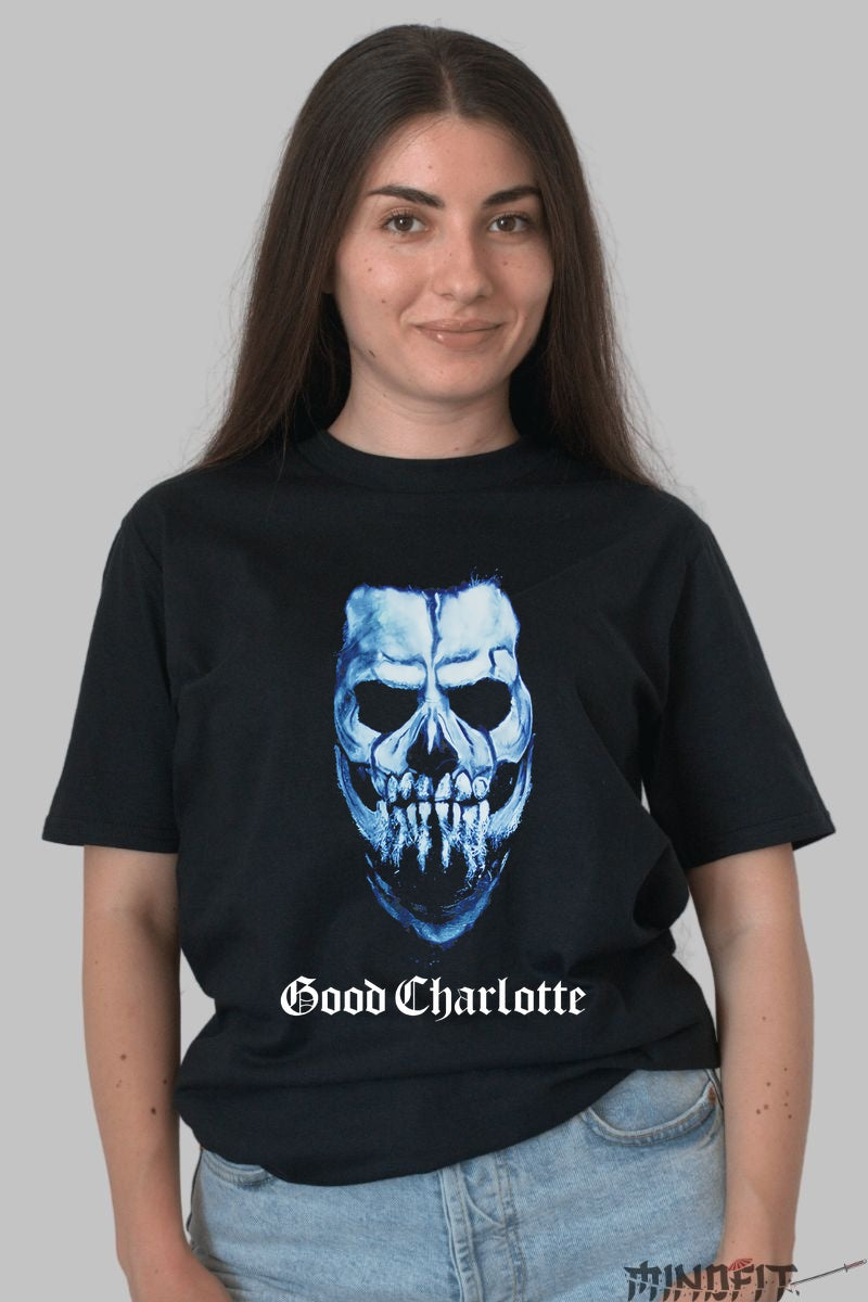 Tricou Good Charlotte - Skull Blue Impact dama negru