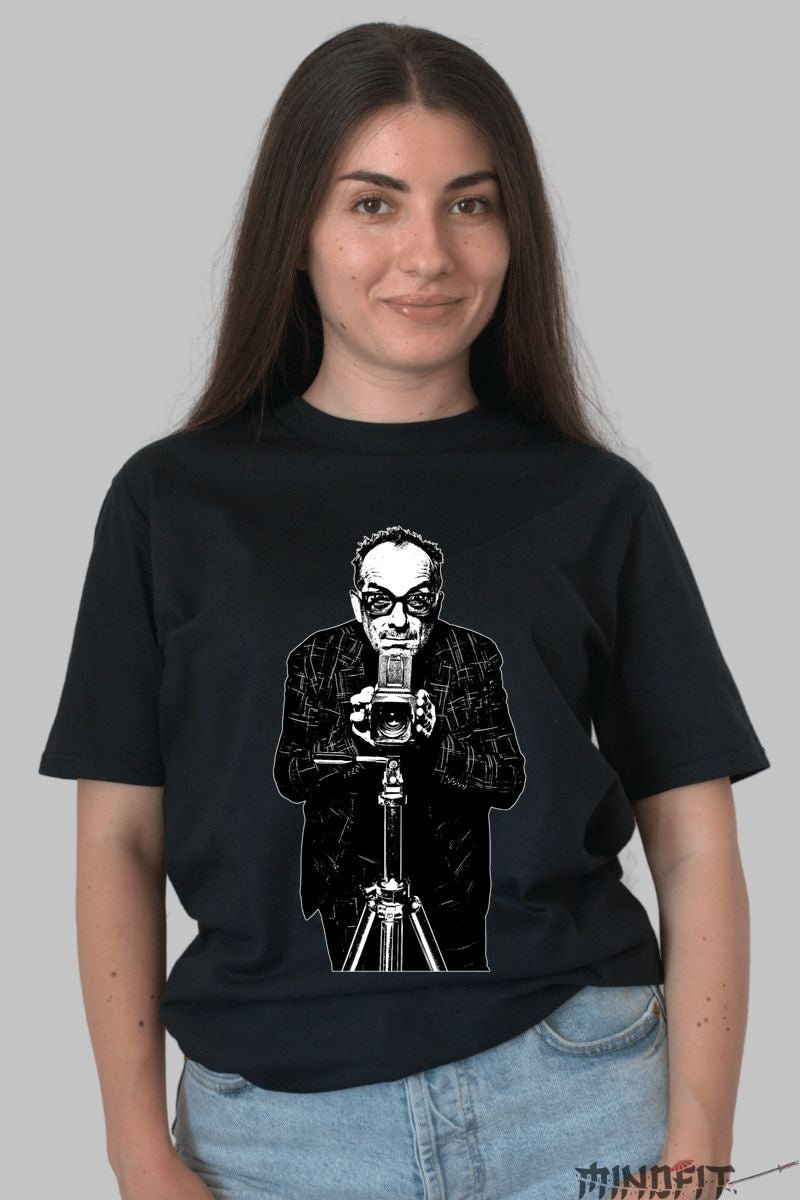 Tricou Iconic Photographer - Stil Urban Alb-Negru dama negru