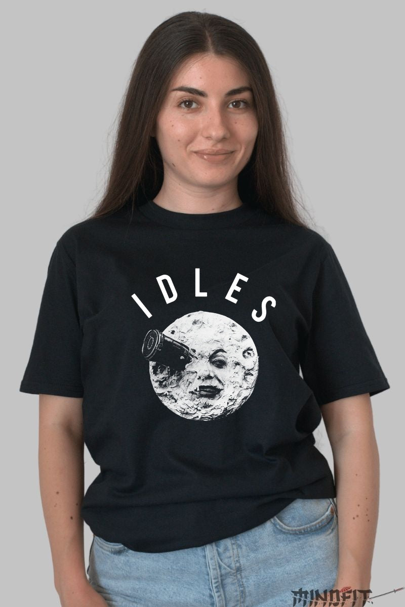 Tricou IDLES - Moon Art Visual dama negru
