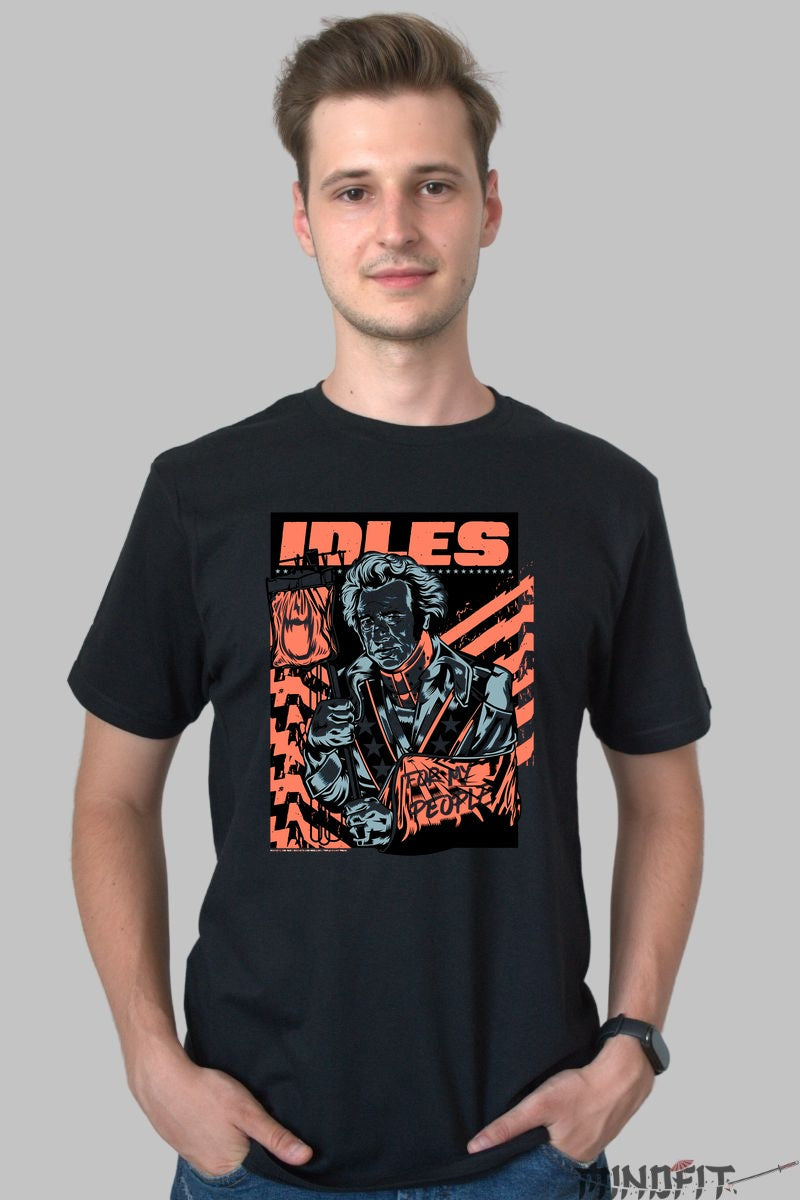 Tricou IDLES - Rebel Art Manifest barbat negru