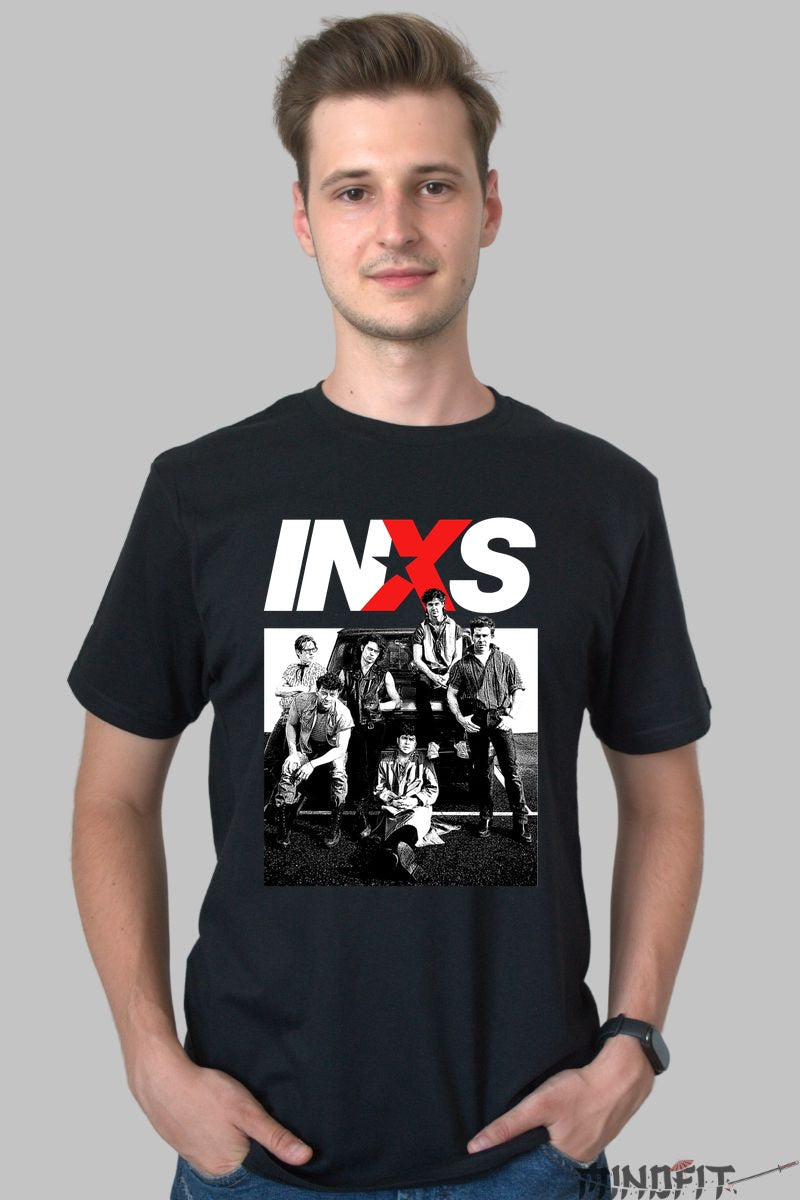 Tricou INXS - Portret Urban Rock barbat negru