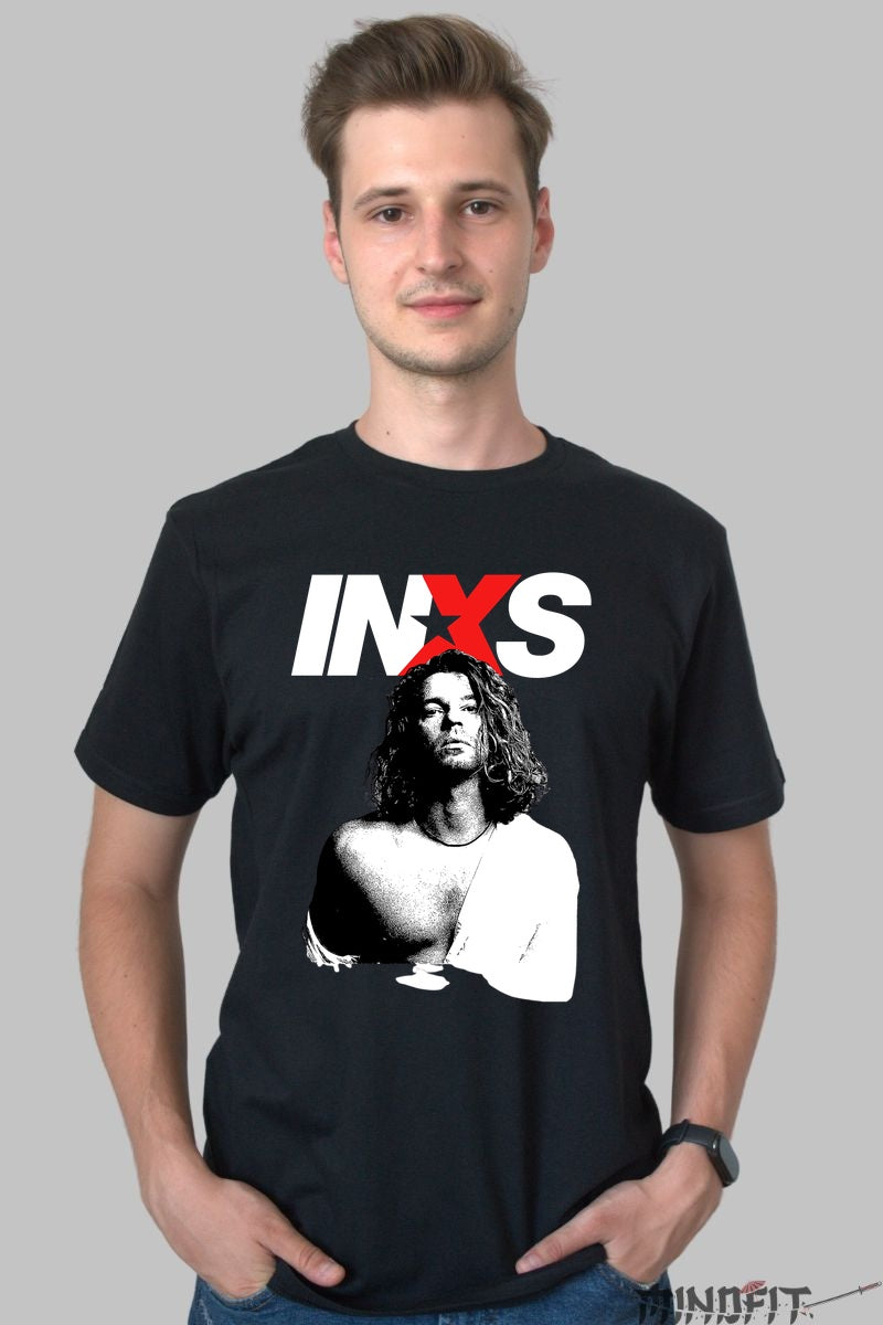 Tricou INXS - Rock Iconic Portrait barbat negru