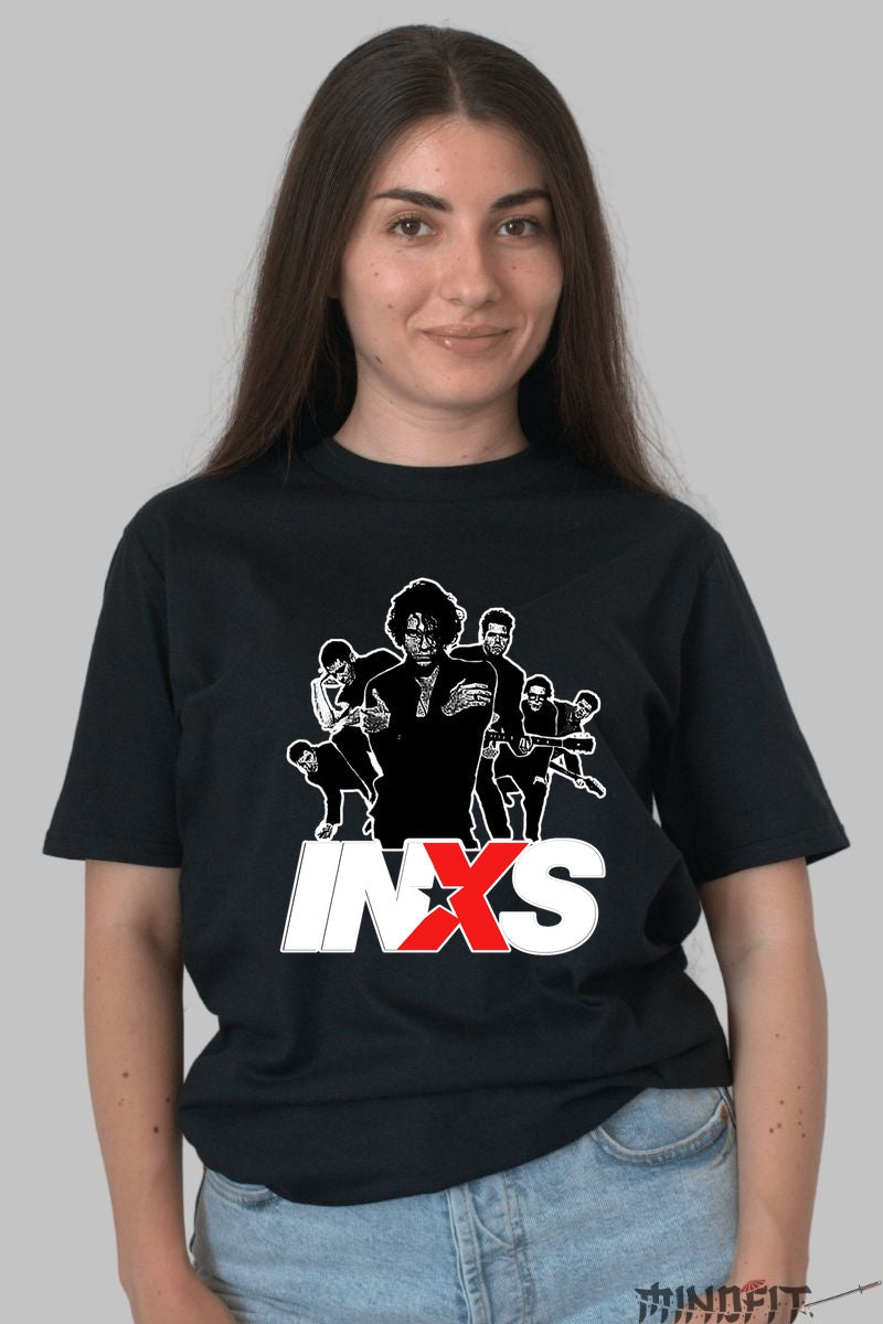 Tricou INXS - Siluete Rock Legendare dama negru