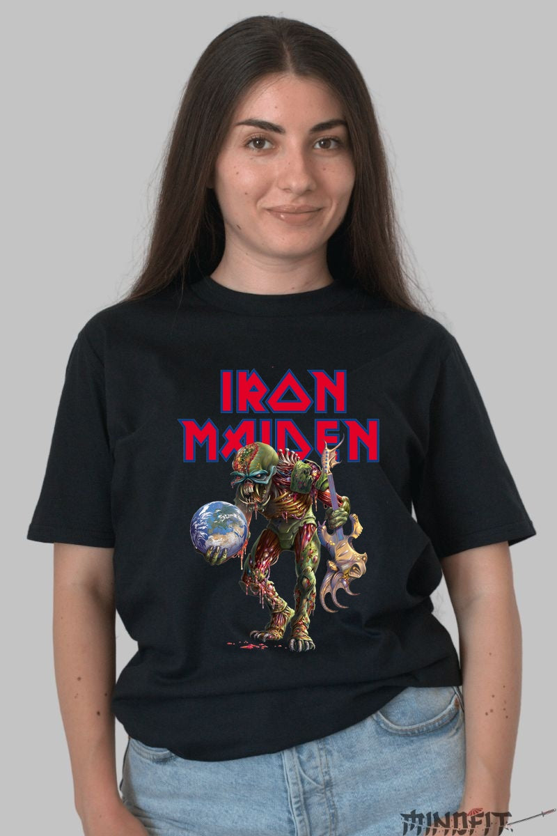 Tricou Iron Maiden - Eddie cucereste Pamantul dama negru