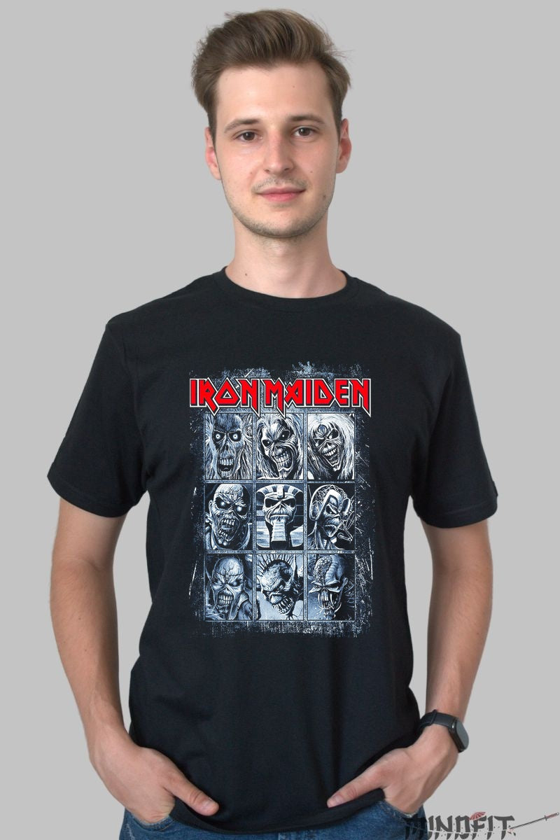 Tricou Iron Maiden - Eddie in 9 ipostaze legendare barbat negru