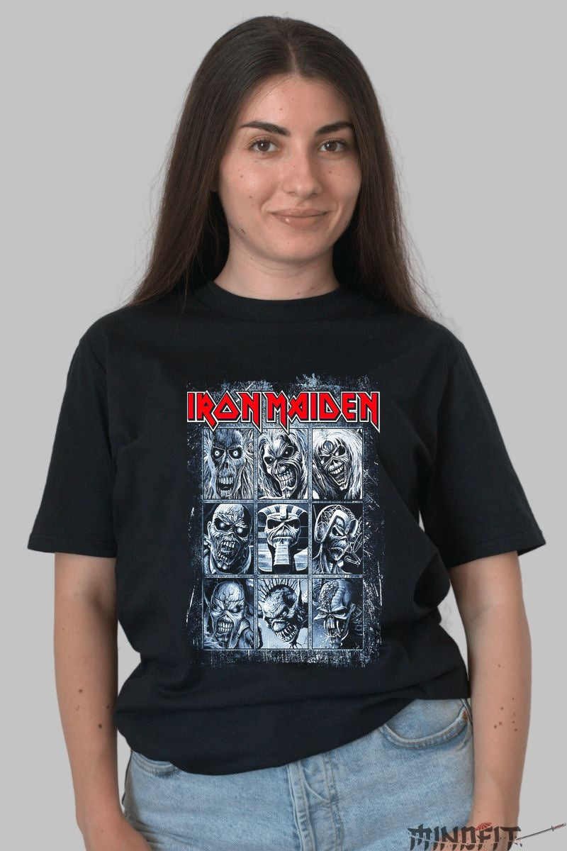 Tricou Iron Maiden - Eddie in 9 ipostaze legendare dama negru