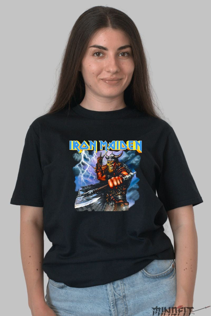 Tricou Iron Maiden - Eddie Razboinicul Fulgerului dama negru