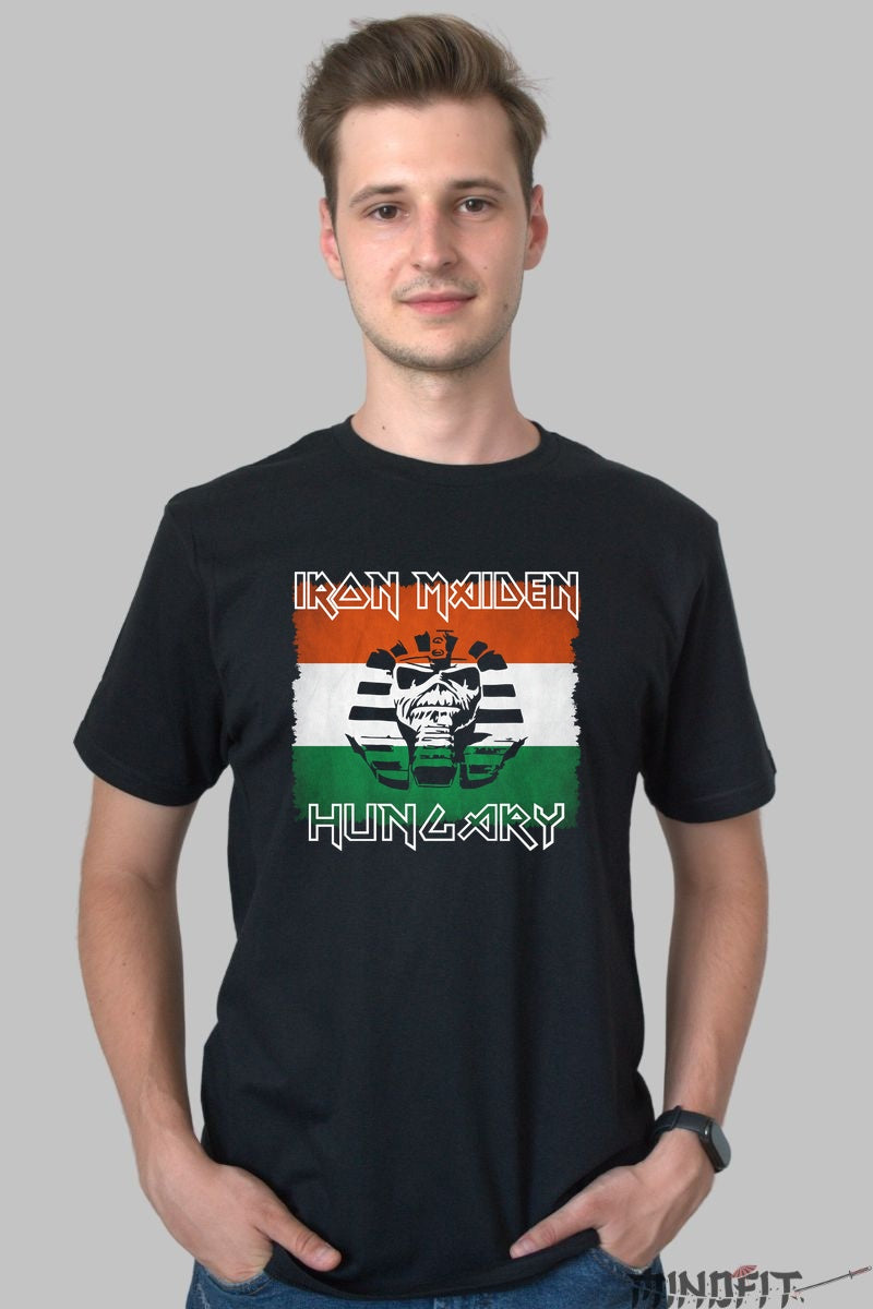 Tricou Iron Maiden Hungary - Eddie in culorile maghiare barbat negru