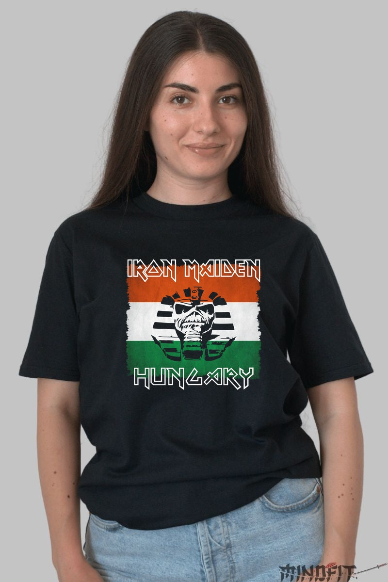 Tricou Iron Maiden Hungary - Eddie in culorile maghiare dama negru
