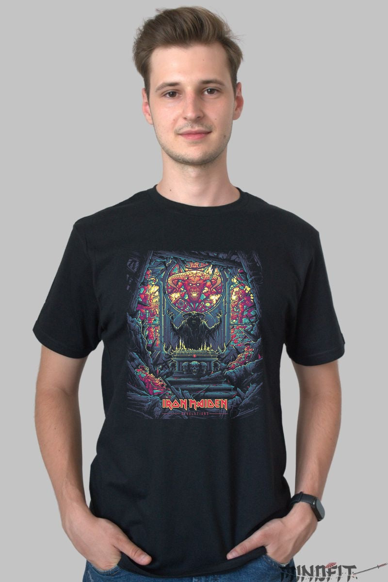 Tricou Iron Maiden - Sanctuarul Intunecat barbat negru
