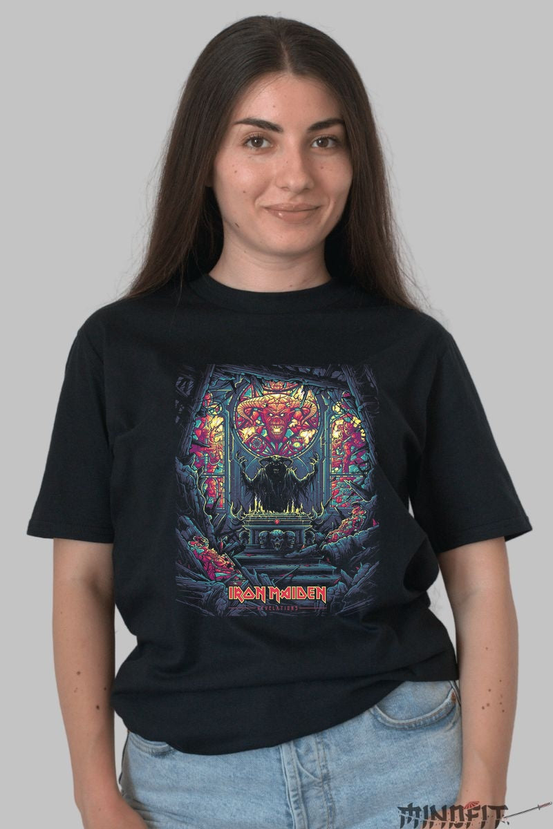 Tricou Iron Maiden - Sanctuarul Intunecat dama negru