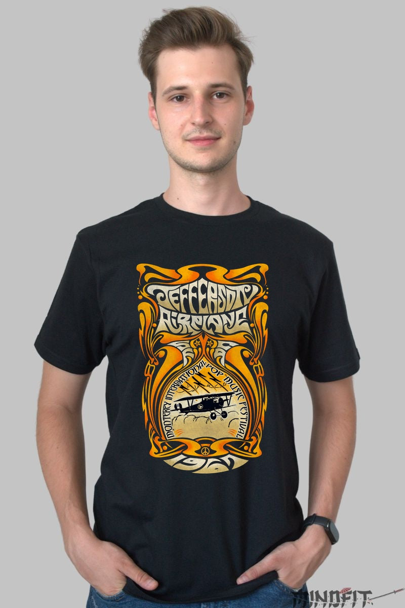 Tricou Jefferson Airplane - Monterey Pop Festival barbat negru
