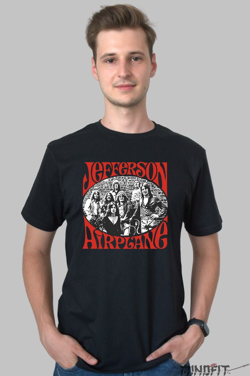 Tricou Jefferson Airplane - Psychedelic Band Vibes barbat negru