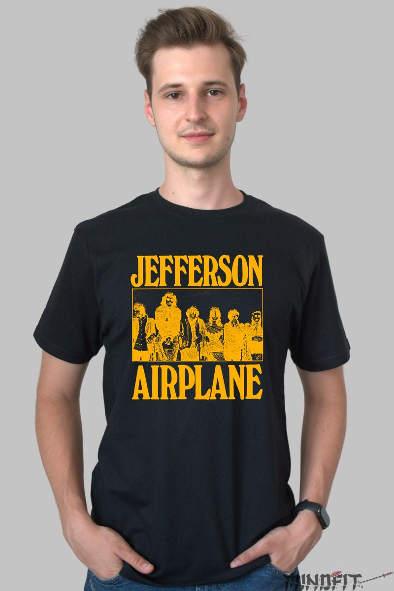 Tricou Jefferson Airplane - Psychedelic Rock Vibes barbat negru