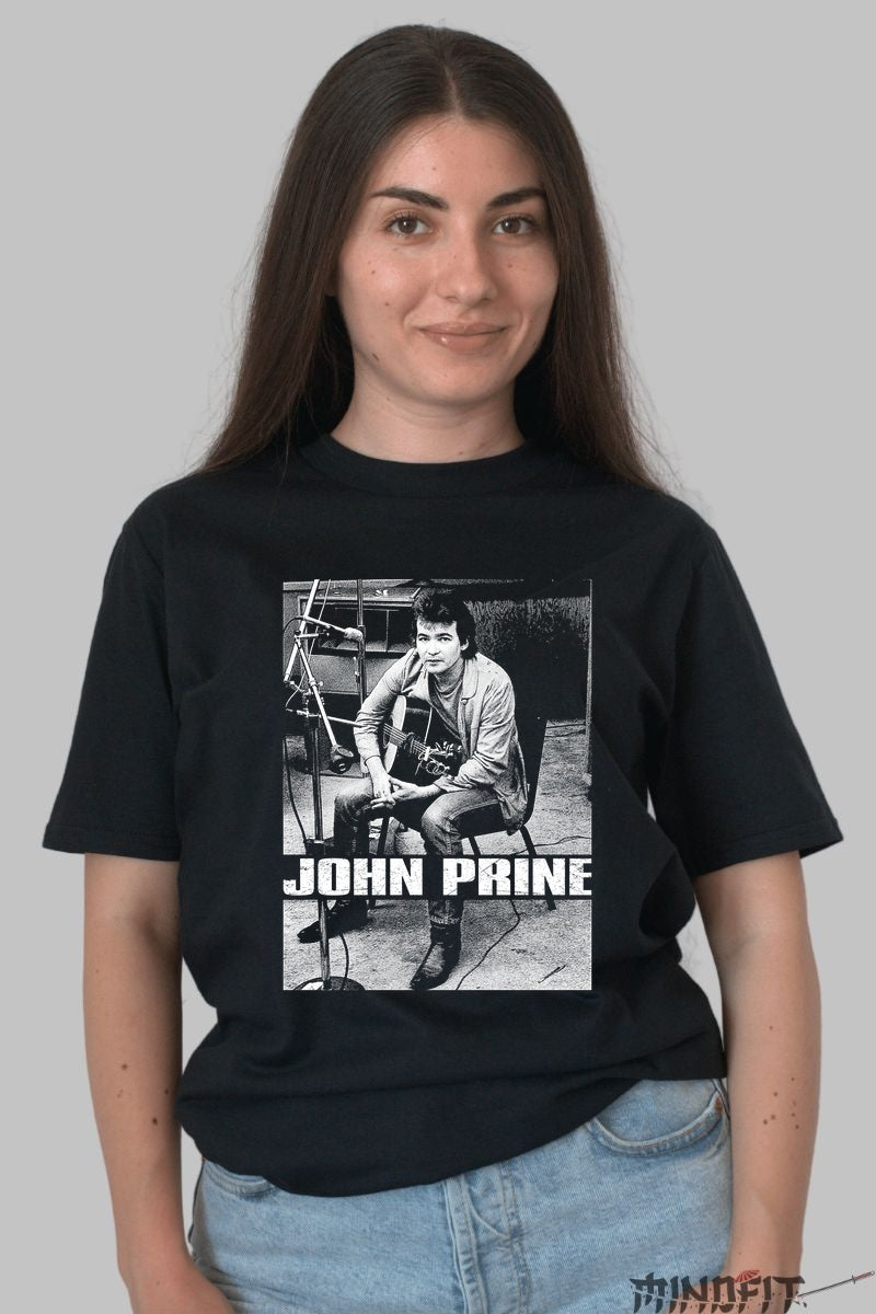 Tricou John Prine - Legenda Americana Folk dama negru