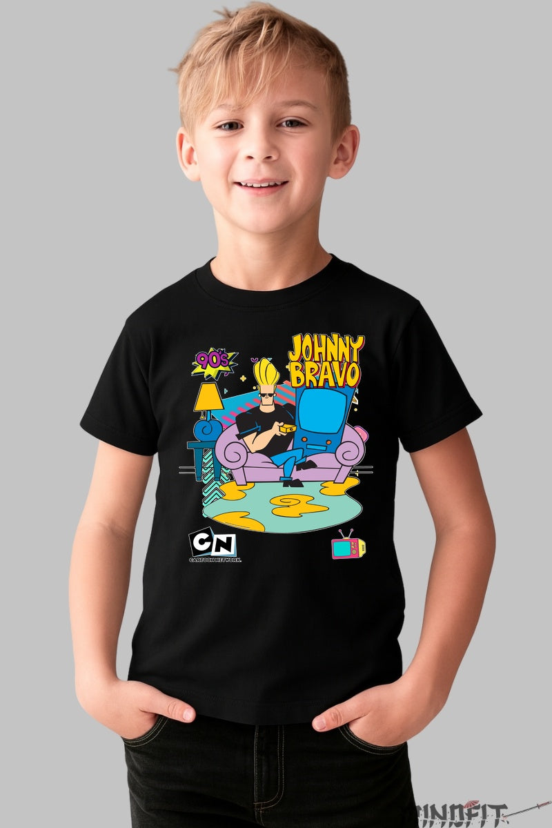 Tricou Johnny Bravo pe Canapea - Cartoon Network baiat negru