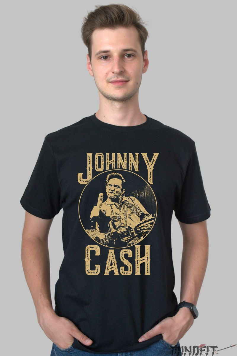 Tricou Johnny Cash - Iconic Rebel Look barbat negru