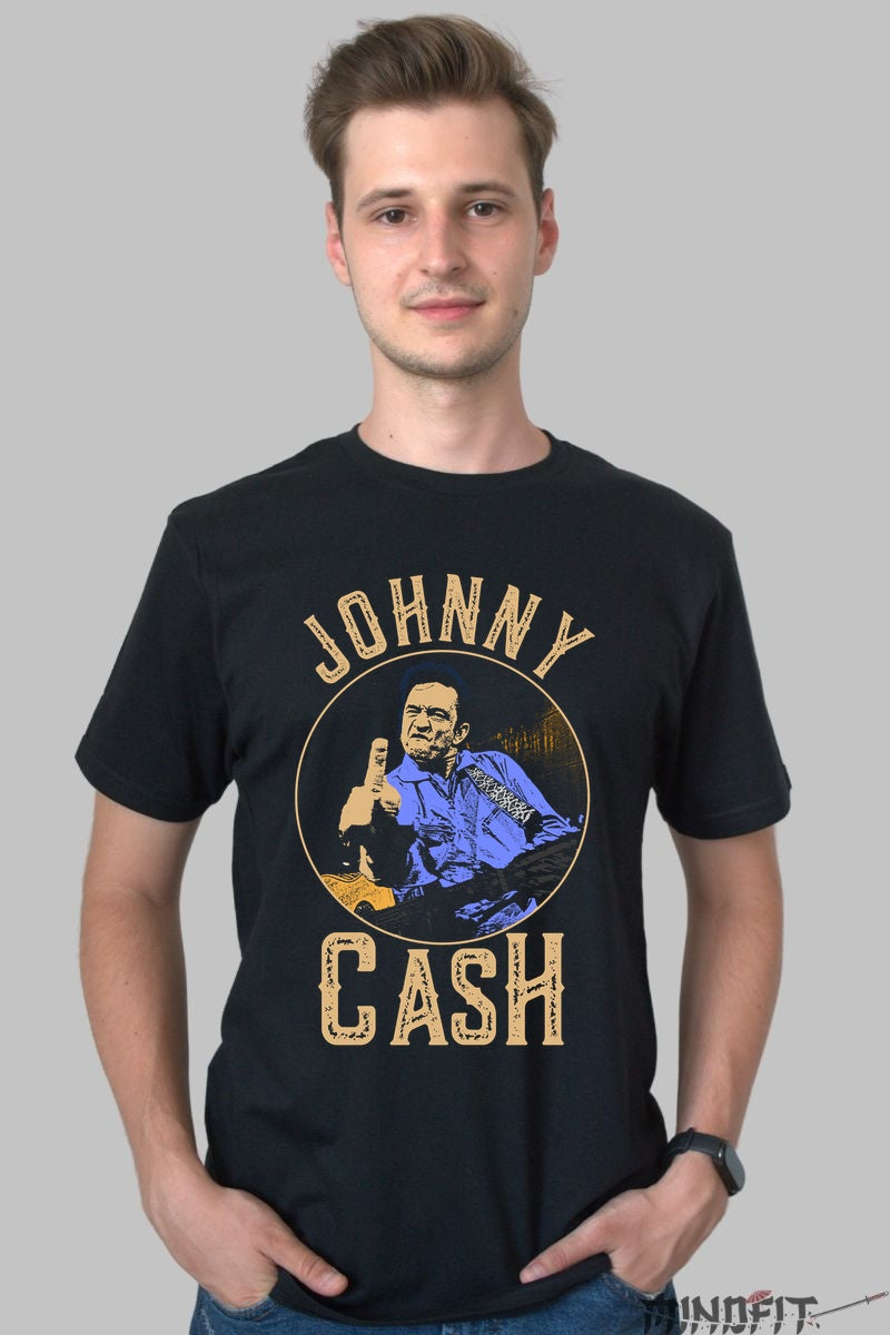 Tricou Johnny Cash - Rebelul Legendelor Country barbat negru