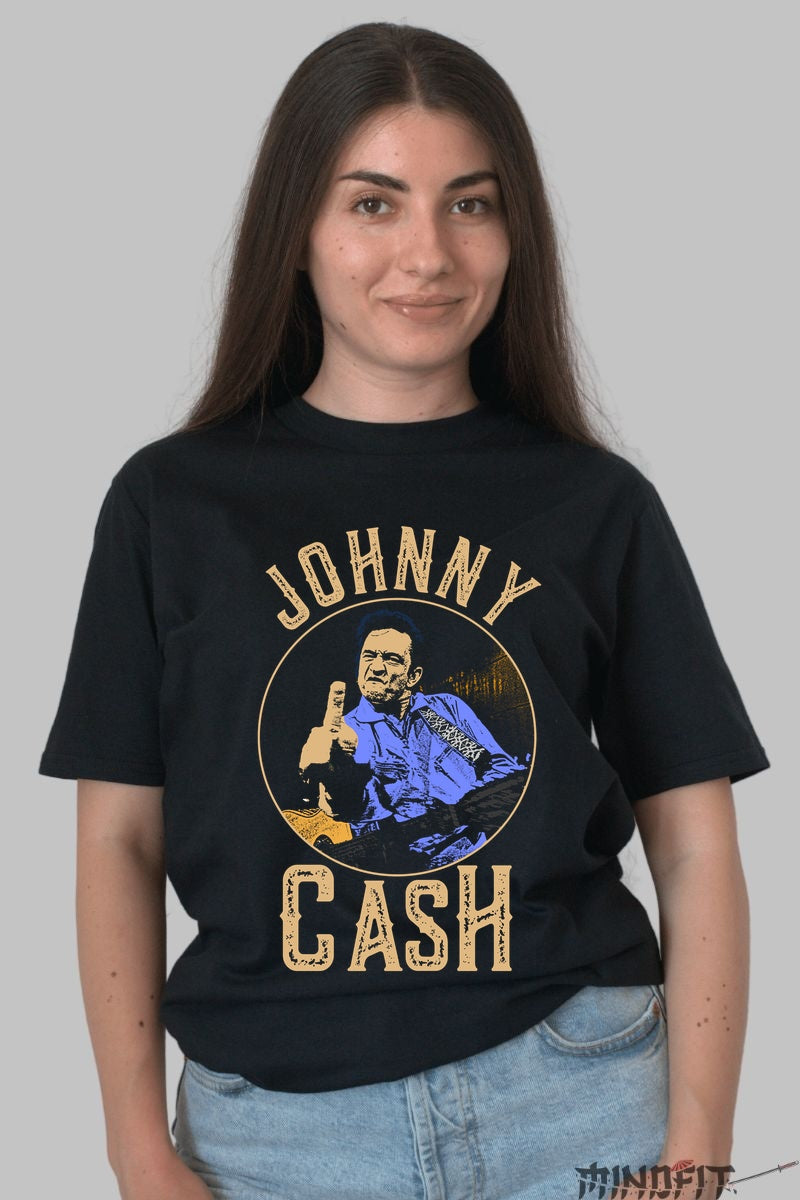 Tricou Johnny Cash - Rebelul Legendelor Country dama negru