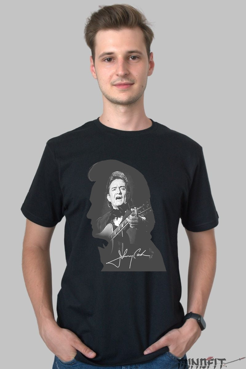 Tricou Johnny Cash - The Man in Black barbat negru