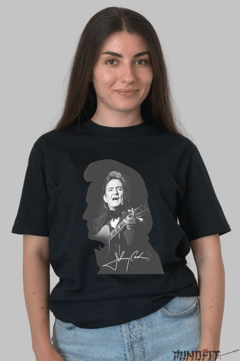 Tricou Johnny Cash - The Man in Black dama negru