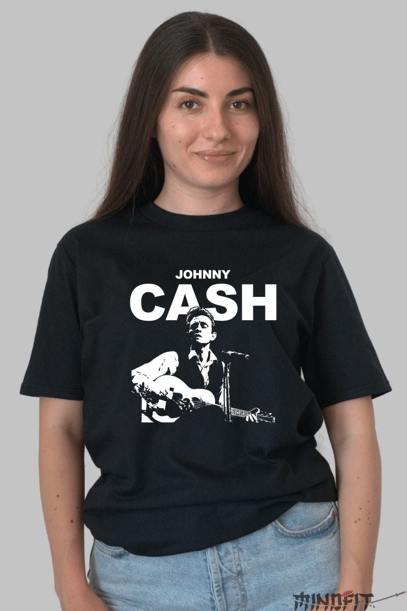 Tricou Johnny Cash - The Man in Black Live dama negru