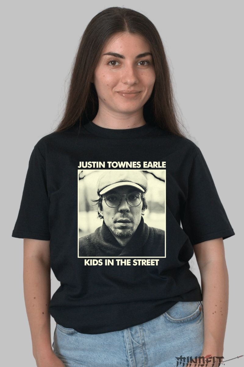Tricou Justin Townes Earle - Kids in the Street dama negru