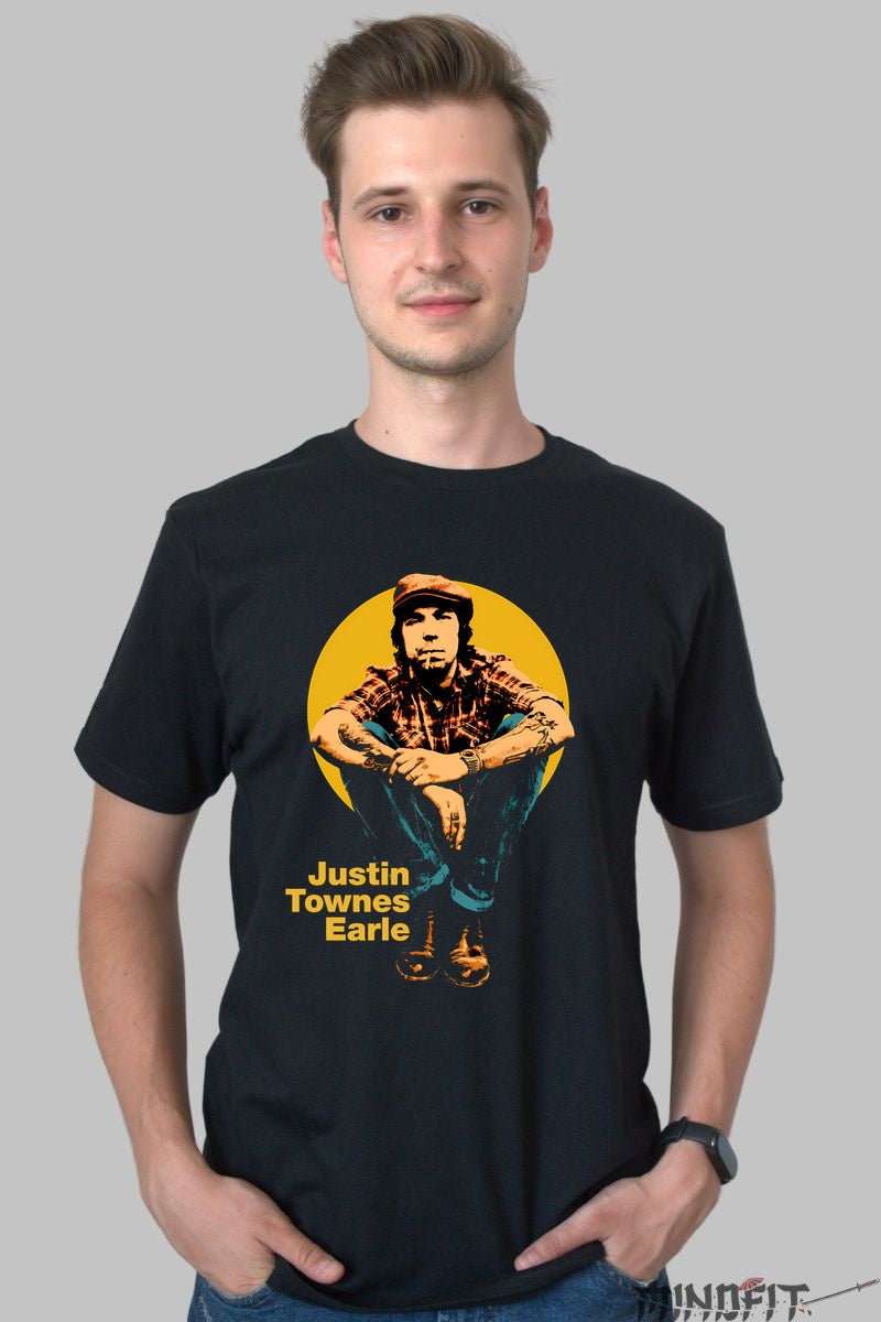 Tricou Justin Townes Earle - Spiritul rebel al folk-ului urban barbat negru