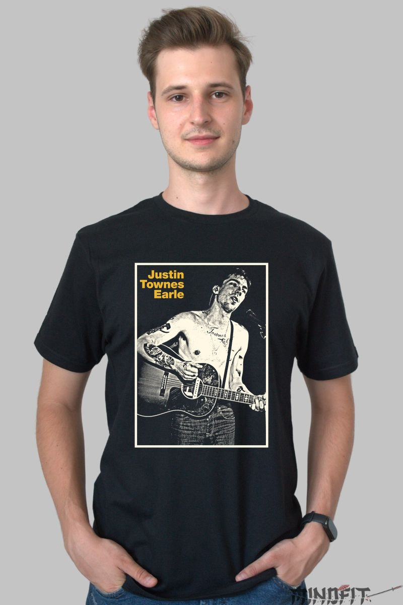 Tricou Justin Townes Earle - Spiritul Rebelului Folk barbat negru
