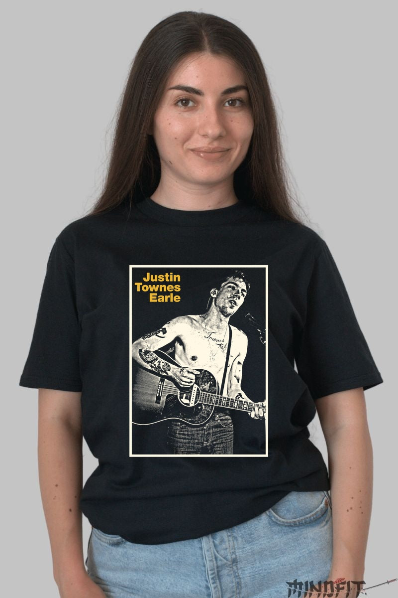 Tricou Justin Townes Earle - Spiritul Rebelului Folk dama negru