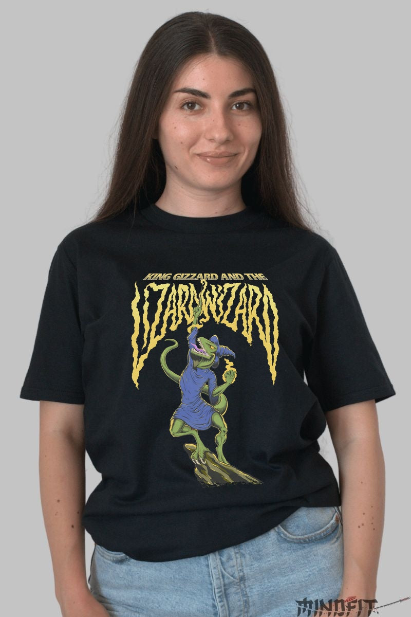 Tricou King Gizzard - Wizard Lizard in Actiune dama negru
