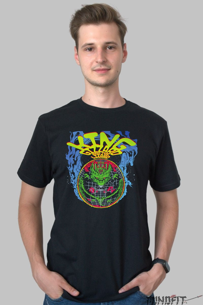 Tricou King Lizard - Retro Psychedelic Dragon barbat negru