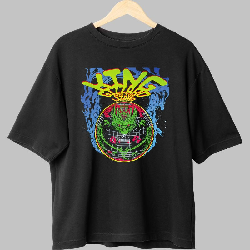 Tricou King Lizard - Retro Psychedelic Dragon fata