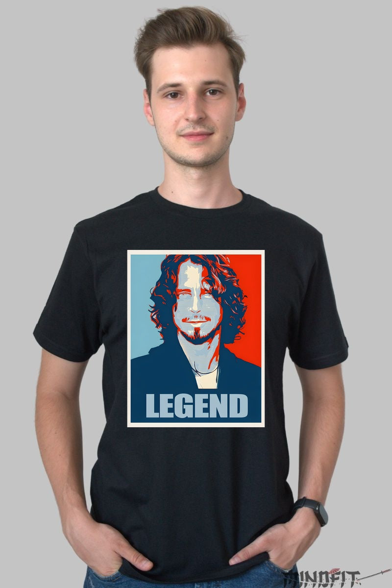 Tricou Legend - Portret Iconic Grunge barbat negru