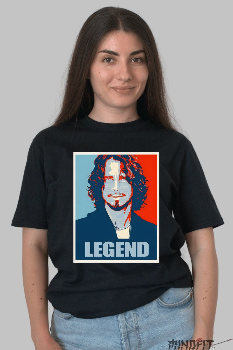 Tricou Legend - Portret Iconic Grunge fata negru